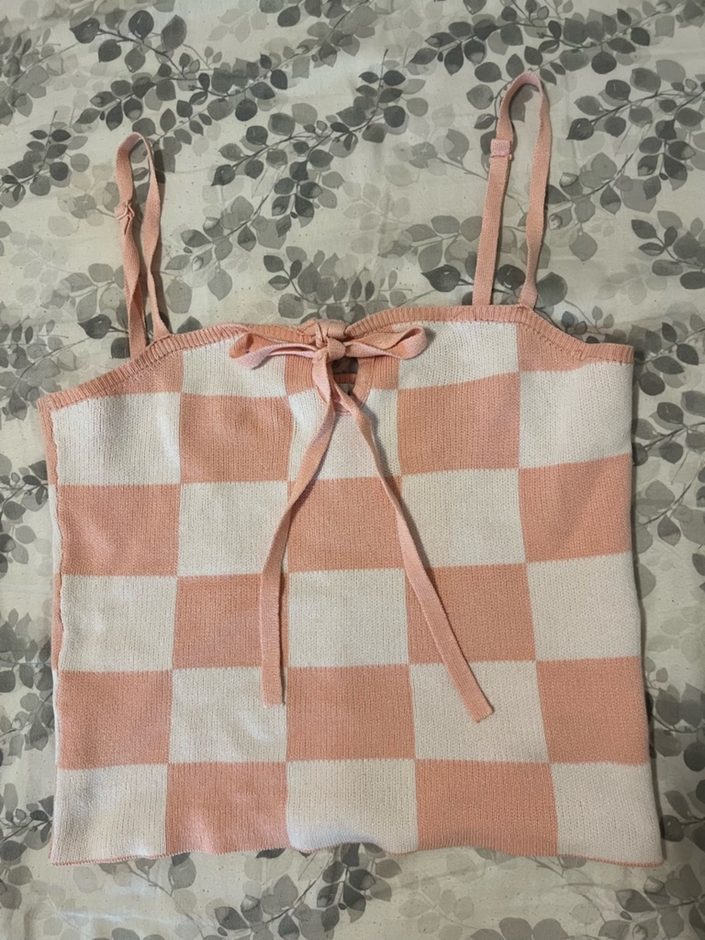 Pink and White semi Crop Top